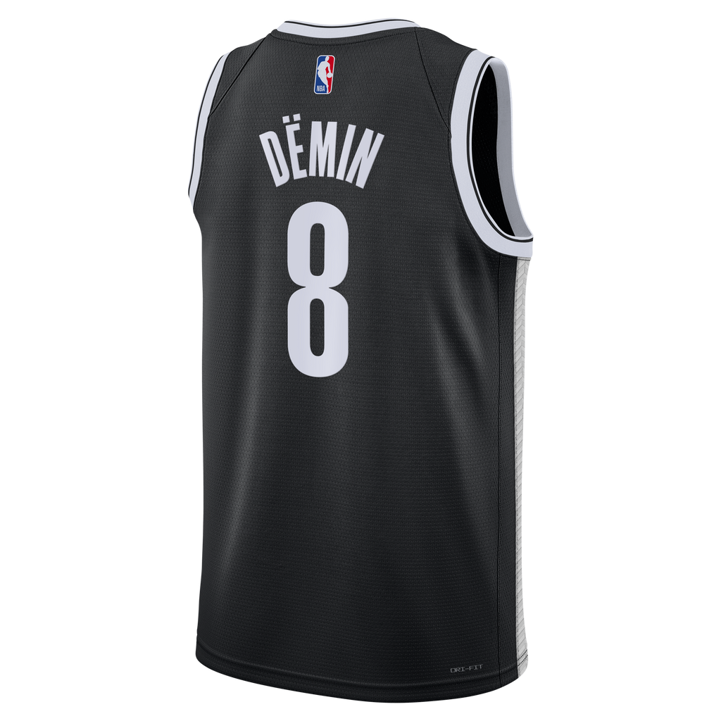 Unisex Brooklyn Nets Egor Dëmin Nike Black Swingman Jersey - Icon Edition product image 4, provided for visual reference and