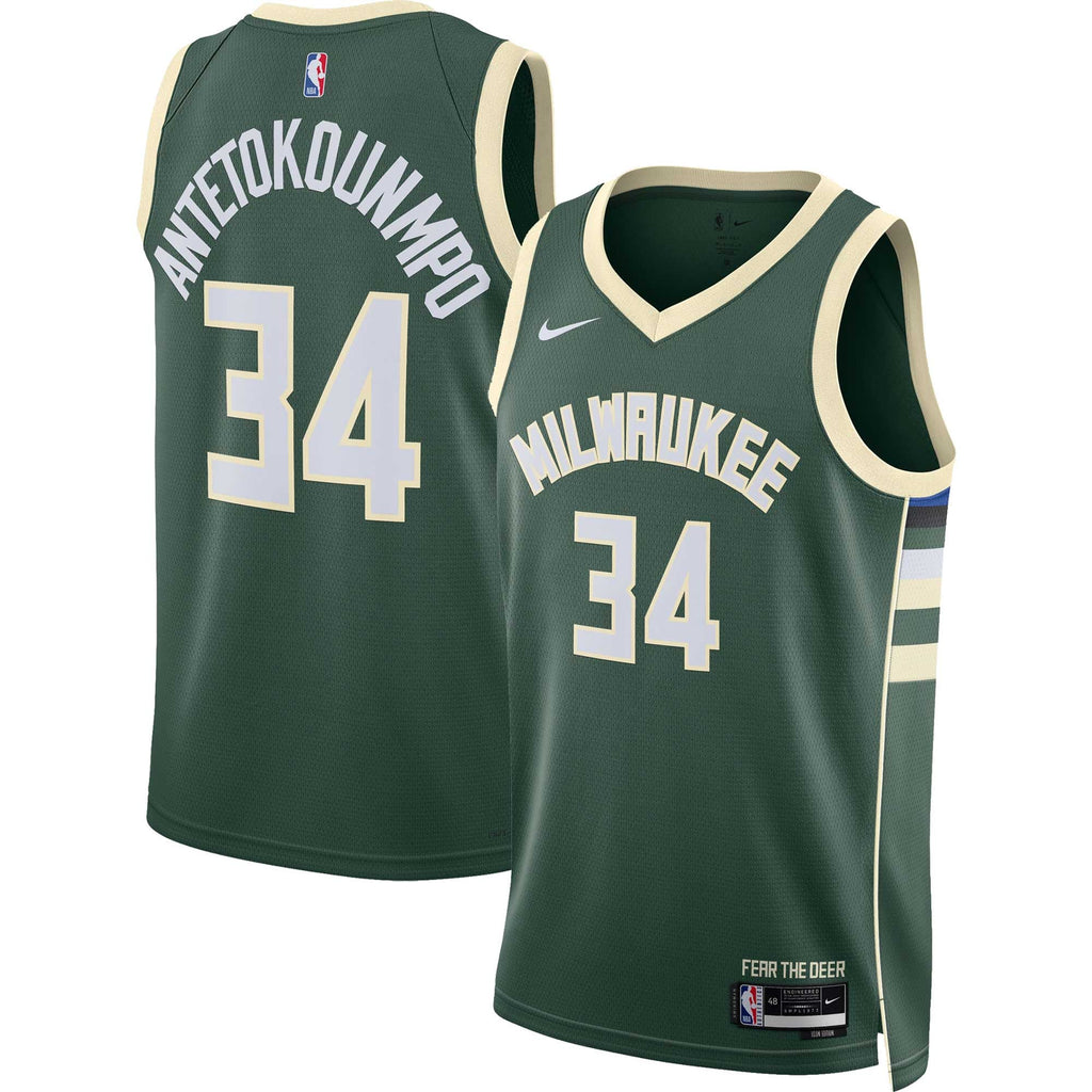Unisex Milwaukee Bucks Giannis Antetokounmpo Nike Hunter Green Swingman Jersey - Icon Edition product image 1, provided for