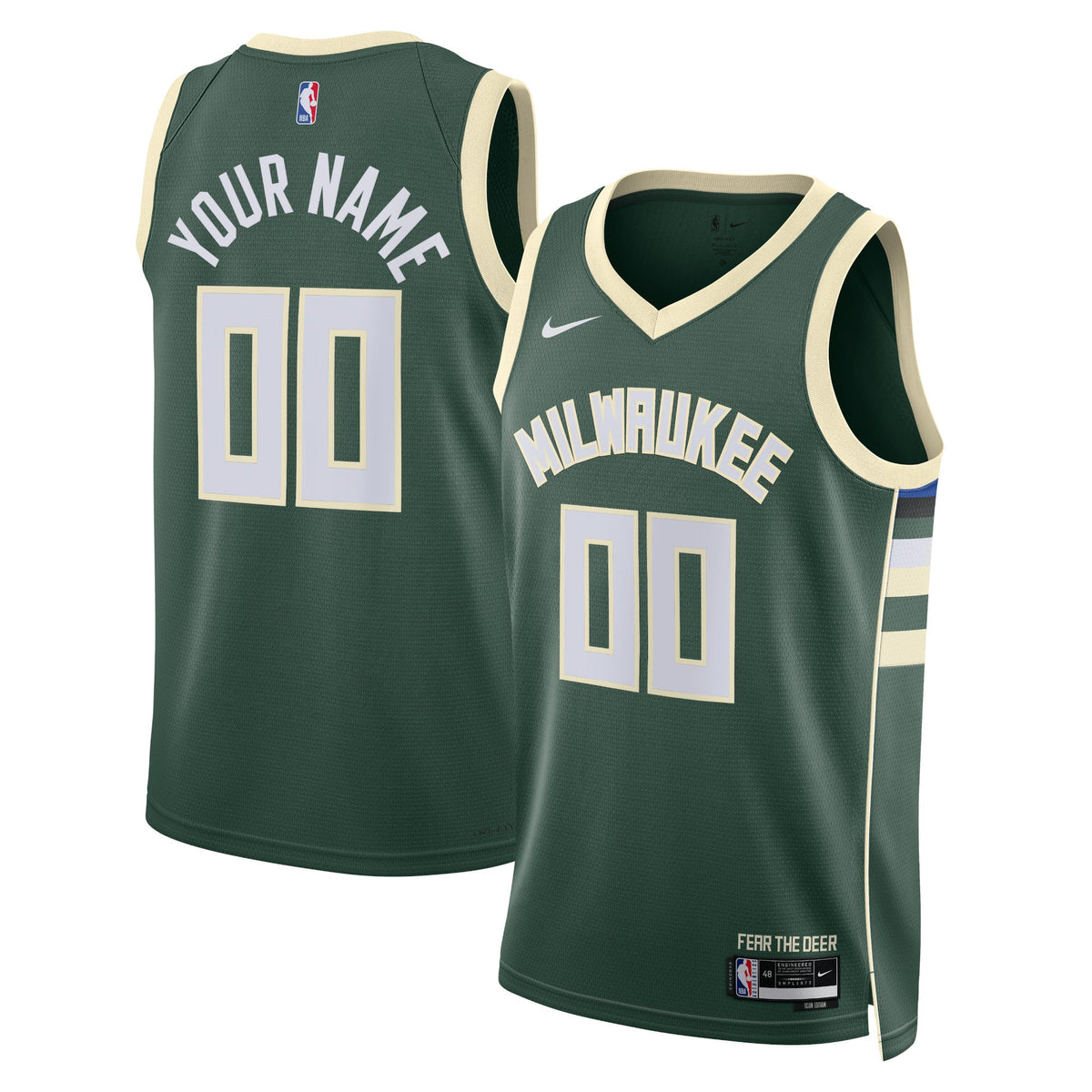 Unisex Milwaukee Bucks Nike Hunter Green Swingman Custom Jersey - Icon Edition product image 1, provided for visual