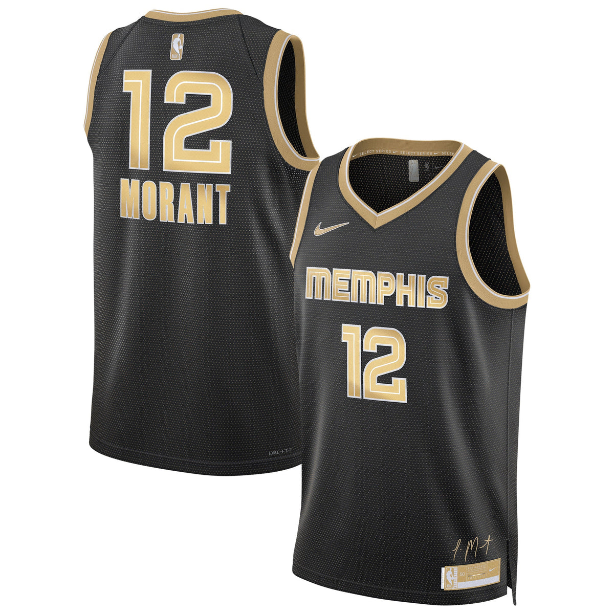 Unisex Memphis Grizzlies Ja Morant Nike Black Select Series Swingman Jersey product image 2, provided for visual reference