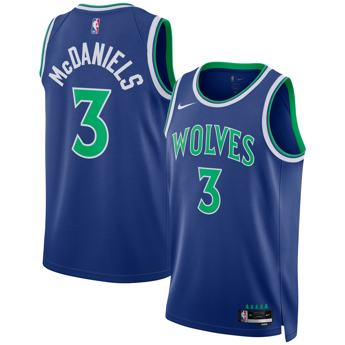 Unisex Minnesota Timberwolves Jaden McDaniels Nike Blue Swingman Jersey - Icon Edition product image 1, provided for visual