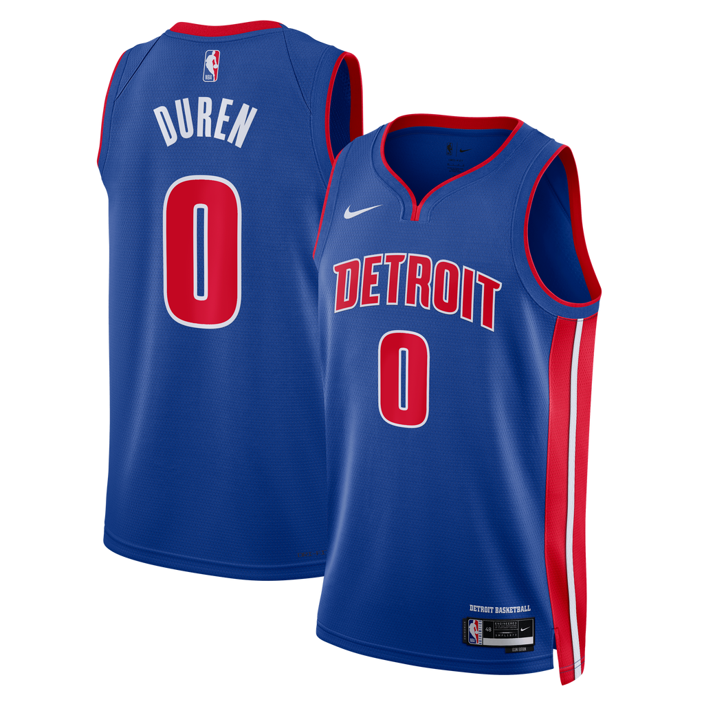 Unisex Detroit Pistons Jalen Duren Nike Blue Swingman Jersey - Icon Edition product image 1, provided for visual reference