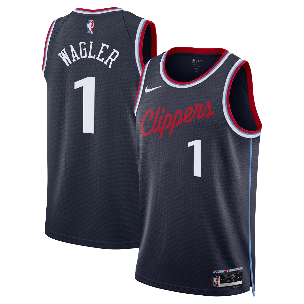 Unisex LA Clippers Keaton Wagler Nike Navy Swingman Jersey - Icon Edition product image 2, provided for visual reference and