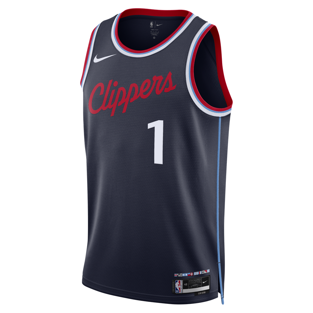 Unisex LA Clippers Keaton Wagler Nike Navy Swingman Jersey - Icon Edition product image 3, provided for visual reference and