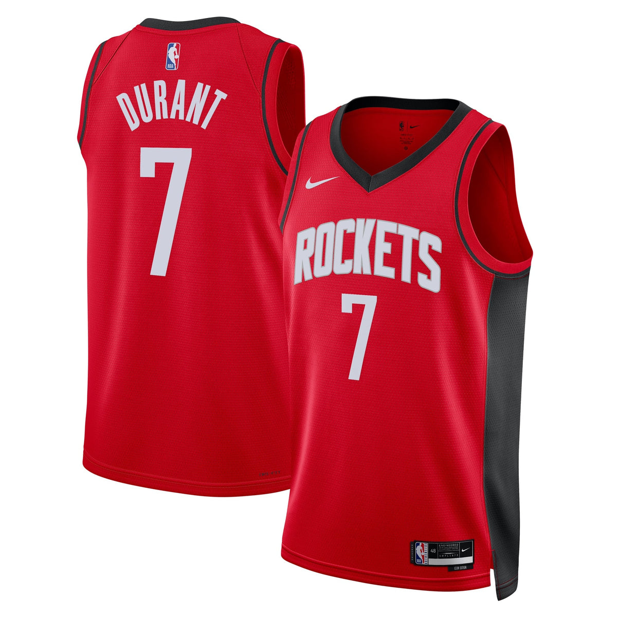 Unisex Houston Rockets Kevin Durant Nike Red Swingman Player Jersey - Icon Edition product image 2, provided for visual