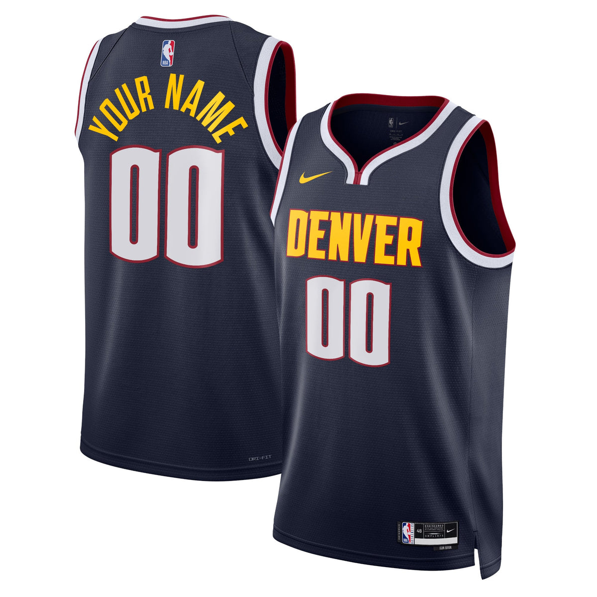 Unisex Denver Nuggets Nike Navy Swingman Custom Jersey - Icon Edition product image 2, provided for visual reference and