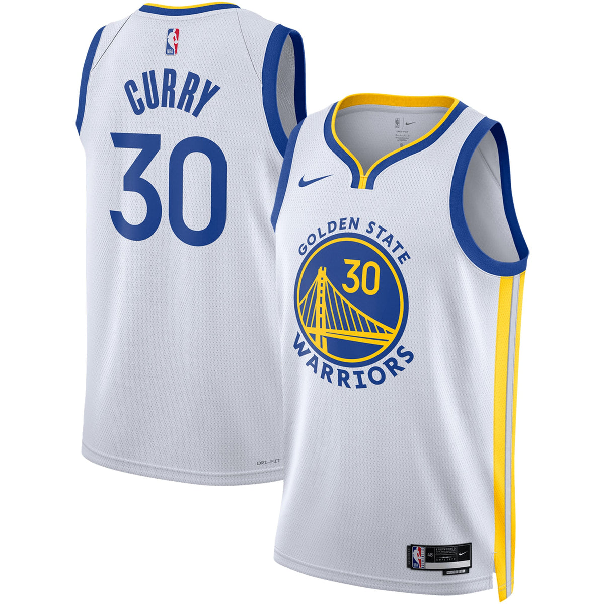 Unisex Golden State Warriors Stephen Curry Nike White Swingman Jersey - Association Edition product image 1, provided for