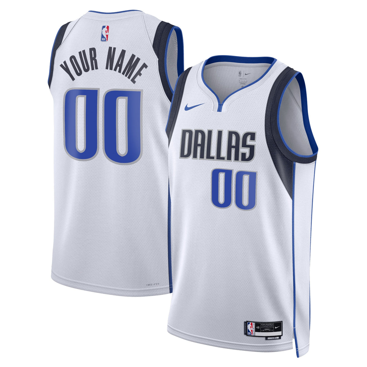 Unisex Dallas Mavericks Nike White Swingman Custom Jersey - Association Edition product image 2, provided for visual