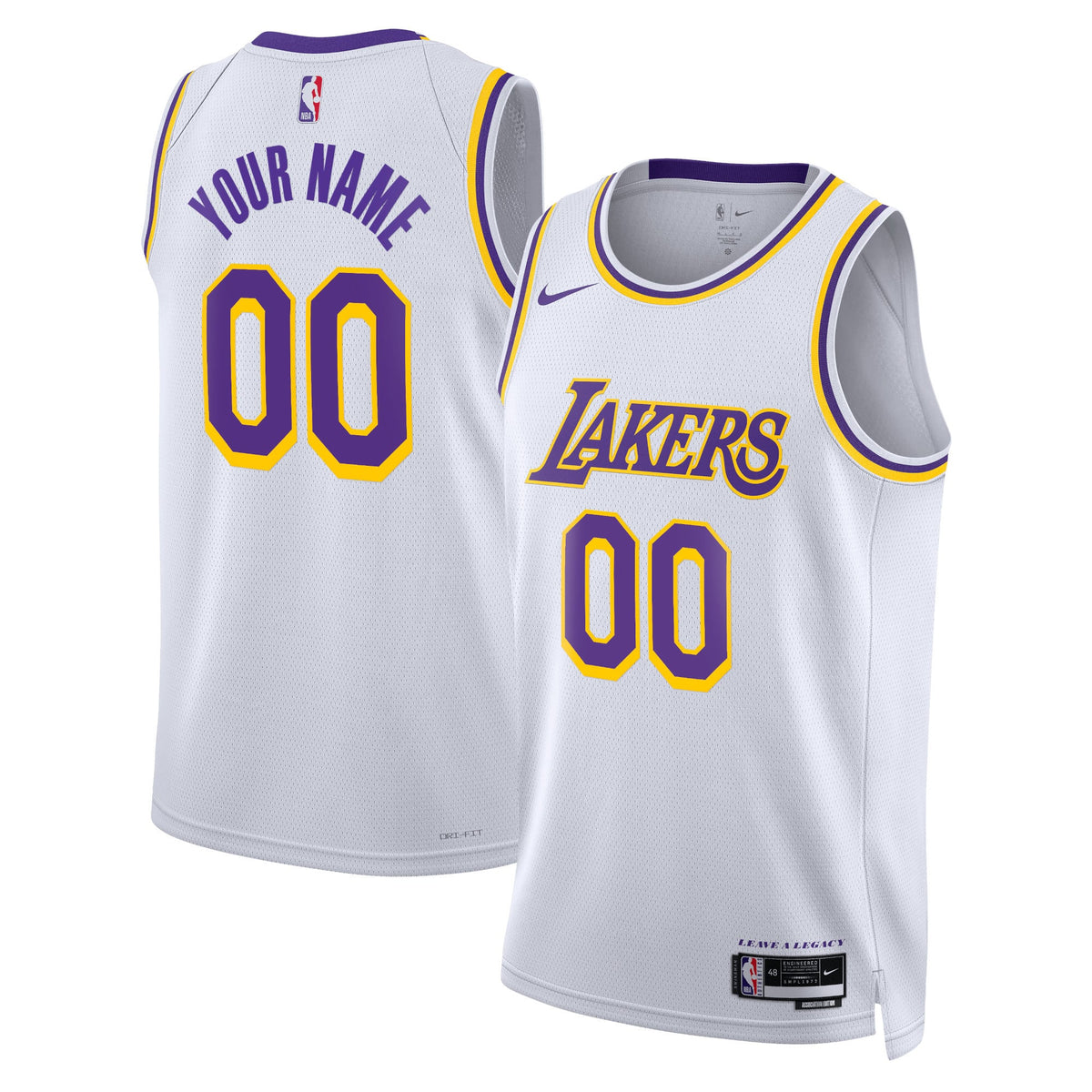 Unisex Los Angeles Lakers Nike White Swingman Custom Jersey - Association Edition product image 1, provided for visual