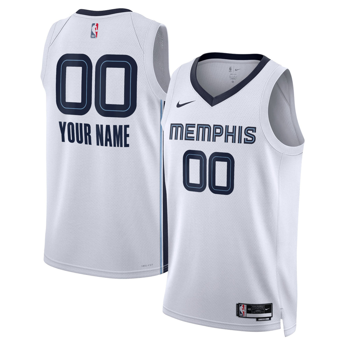 Unisex Memphis Grizzlies Nike White Swingman Custom Jersey - Association Edition product image 2, provided for visual