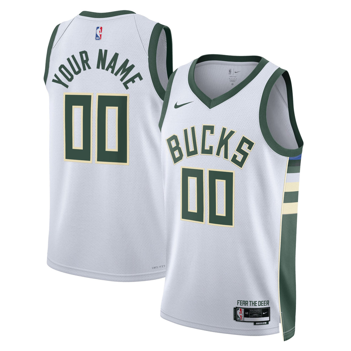 Unisex Milwaukee Bucks Nike White Swingman Custom Jersey - Association Edition product image 1, provided for visual