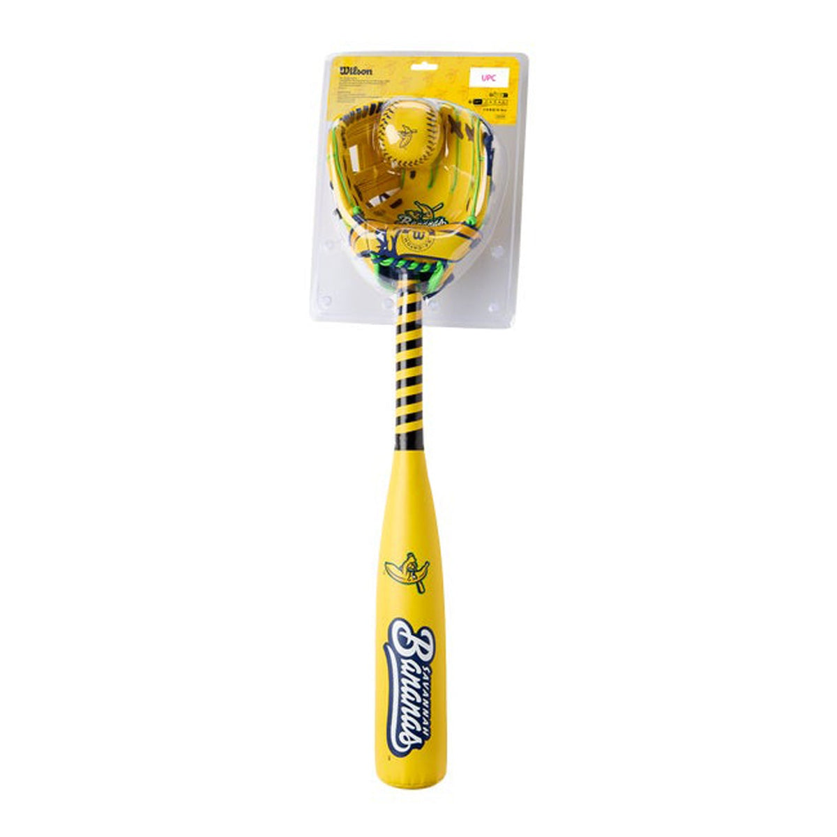 Wilson 2026 Savannah Bananas™ A200® 10" Glove, Ball & Bat Kit | Youth T-Ball Starter Set product image 1, provided for
