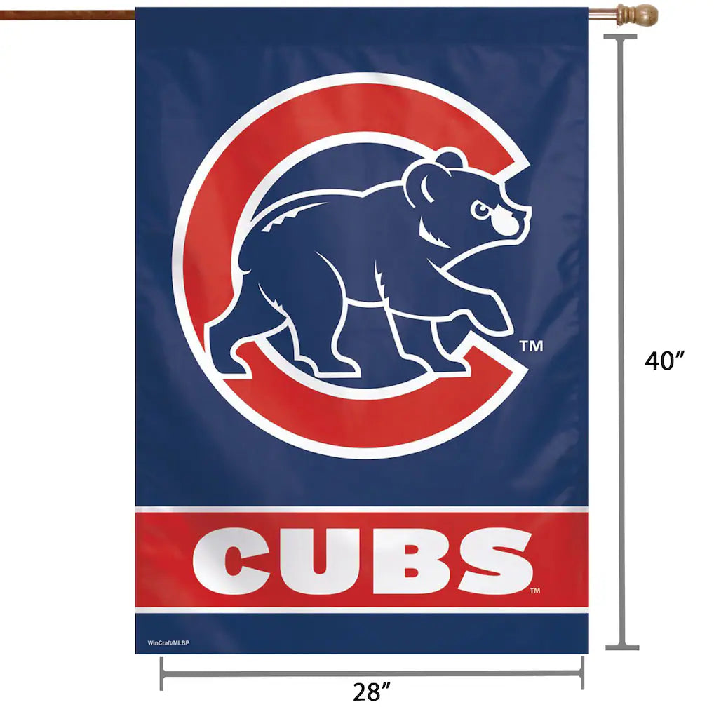 Chicago Cubs Vertical Flag 28" x 40" Walking Bear product image 2, provided for visual reference and product detail review