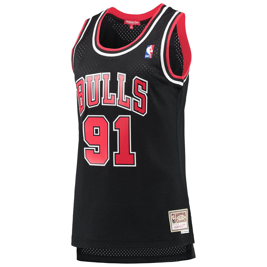 Chicago Bulls Dennis Rodman Mitchell & Ness Black Hardwood Classics Swingman Jersey for Women product image 3, provided for