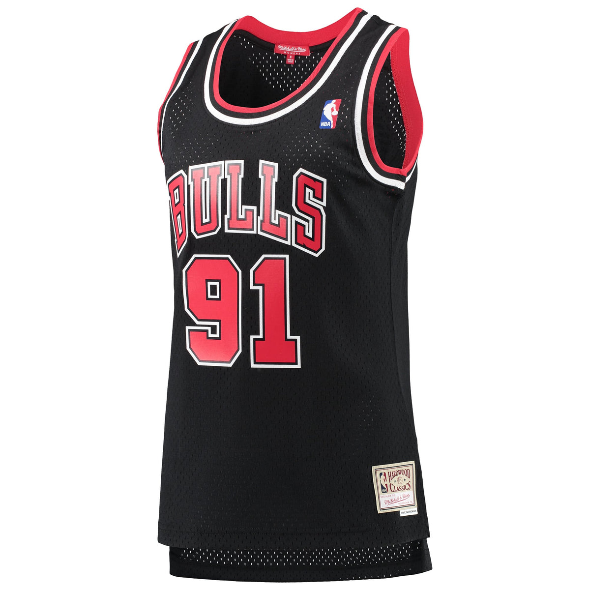 Chicago Bulls Dennis Rodman Mitchell & Ness Black Hardwood Classics Swingman Jersey for Women product image 3, provided for