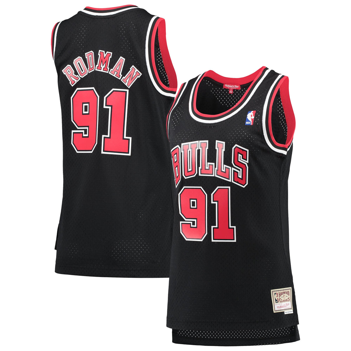 Chicago Bulls Dennis Rodman Mitchell & Ness Black Hardwood Classics Swingman Jersey for Women product image 1, provided for