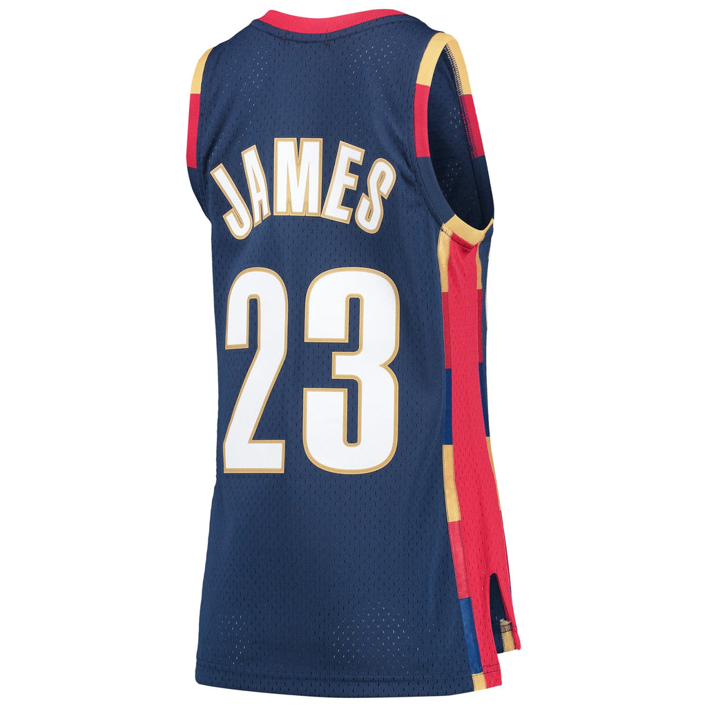 Cleveland Cavaliers LeBron James Mitchell & Ness Navy Hardwood Classics Swingman Jersey for Women product image 4, provided