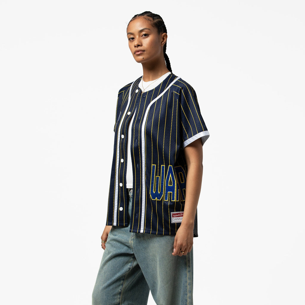 Golden State Warriors Mitchell & Ness x DANNIJO Blue Fashion Baseball Jersey for Women product image 11, provided for visual