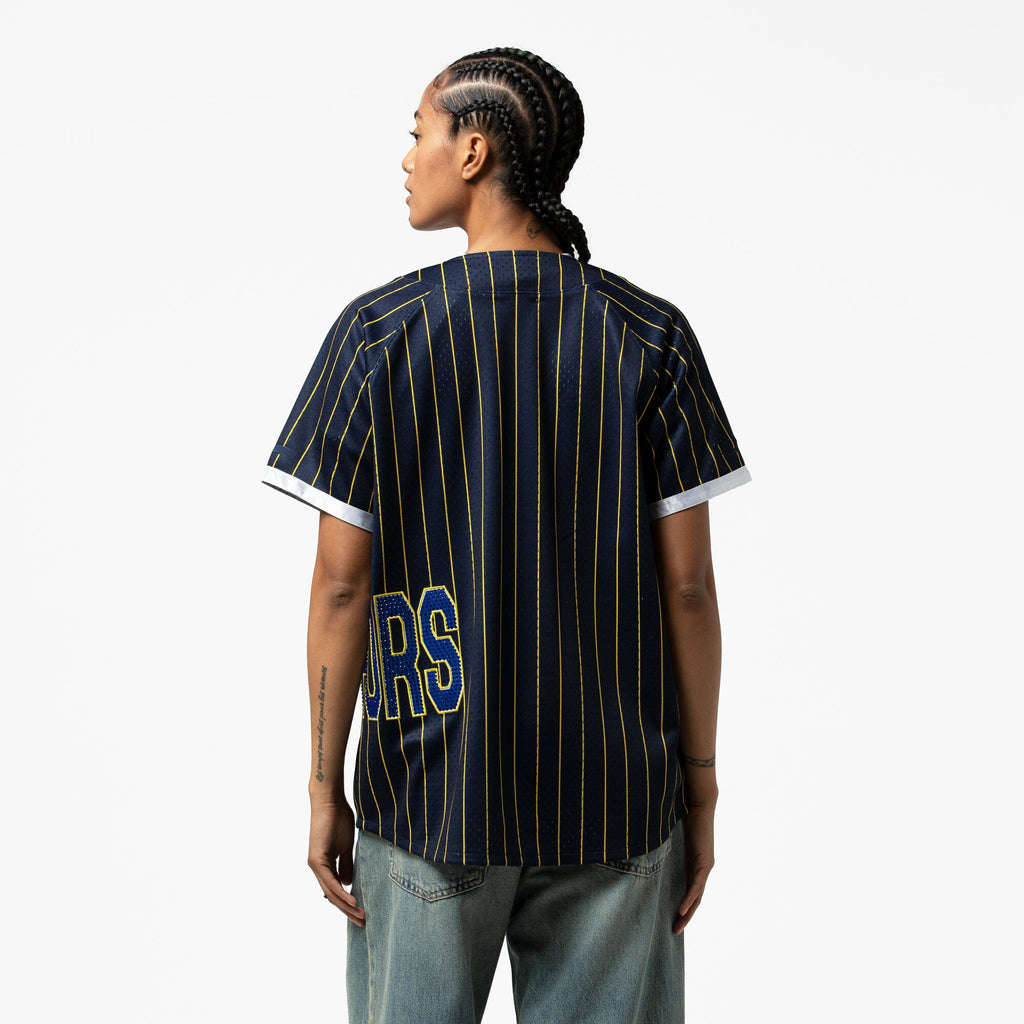 Golden State Warriors Mitchell & Ness x DANNIJO Blue Fashion Baseball Jersey for Women product image 12, provided for visual