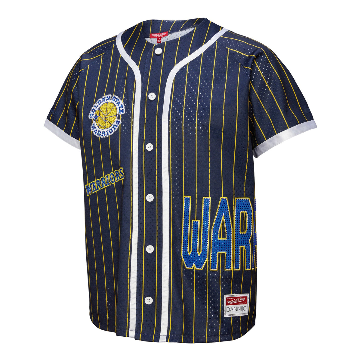 Golden State Warriors Mitchell & Ness x DANNIJO Blue Fashion Baseball Jersey for Women product image 3, provided for visual