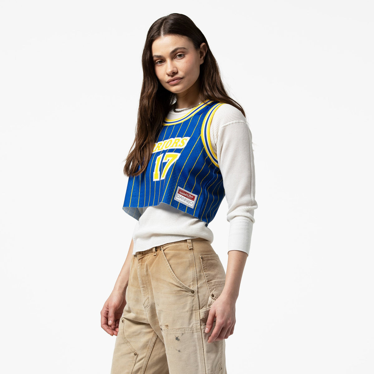 Golden State Warriors Chris Mullin Mitchell & Ness x DANNIJO Royal Fashion Cropped Basketball Jersey for Women product image