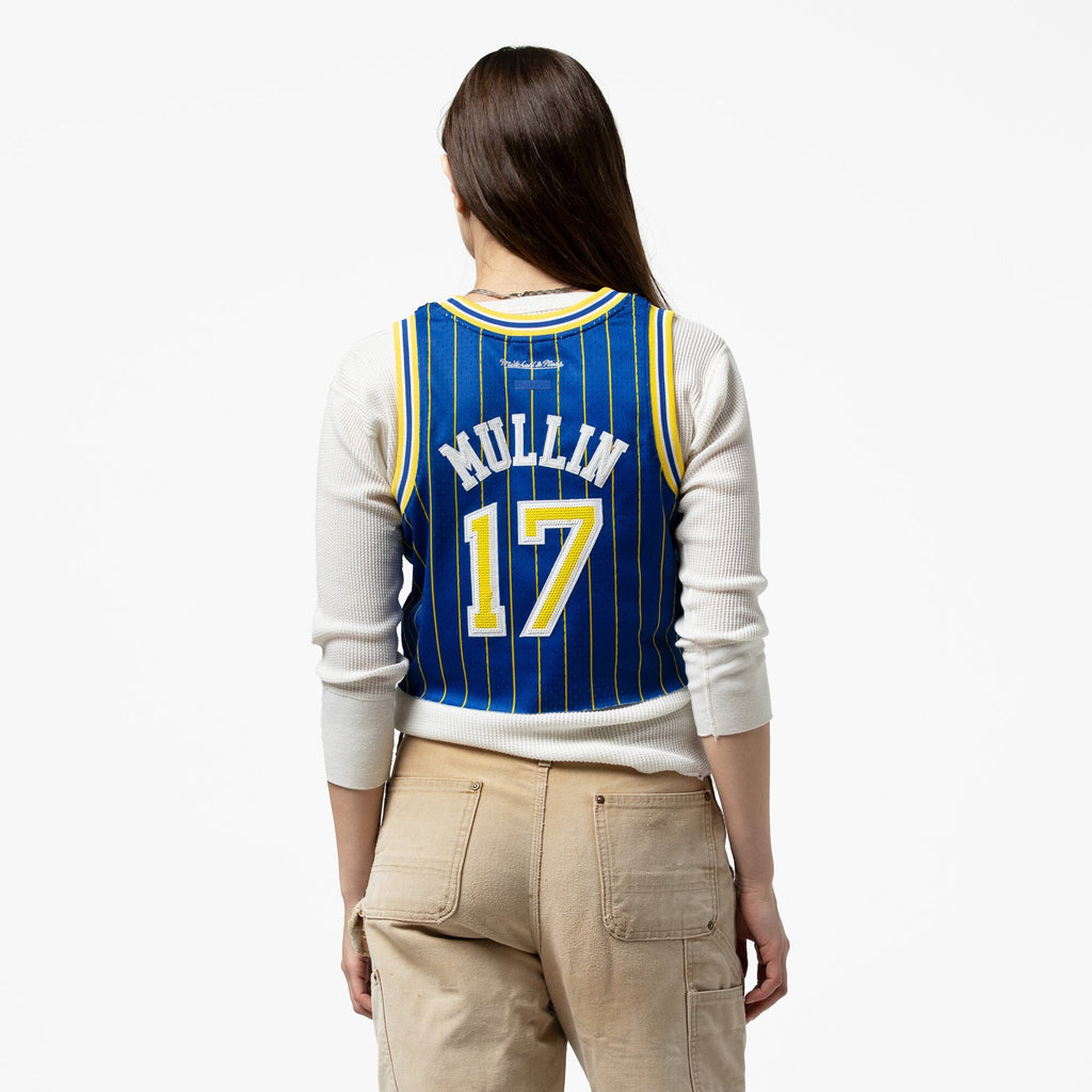 Golden State Warriors Chris Mullin Mitchell & Ness x DANNIJO Royal Fashion Cropped Basketball Jersey for Women product image