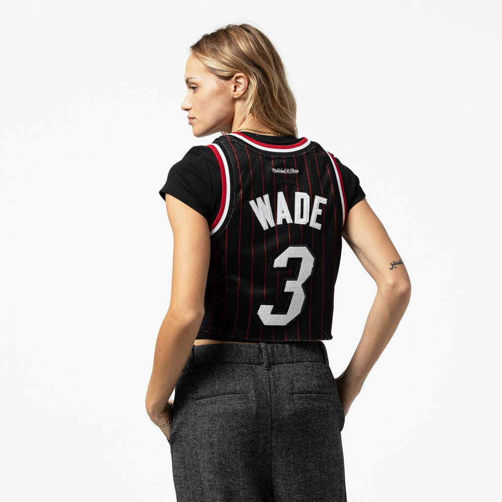 Miami Heat Dwyane Wade Mitchell & Ness x DANNIJO Black Fashion Cropped Basketball Jersey for Women product image 11,