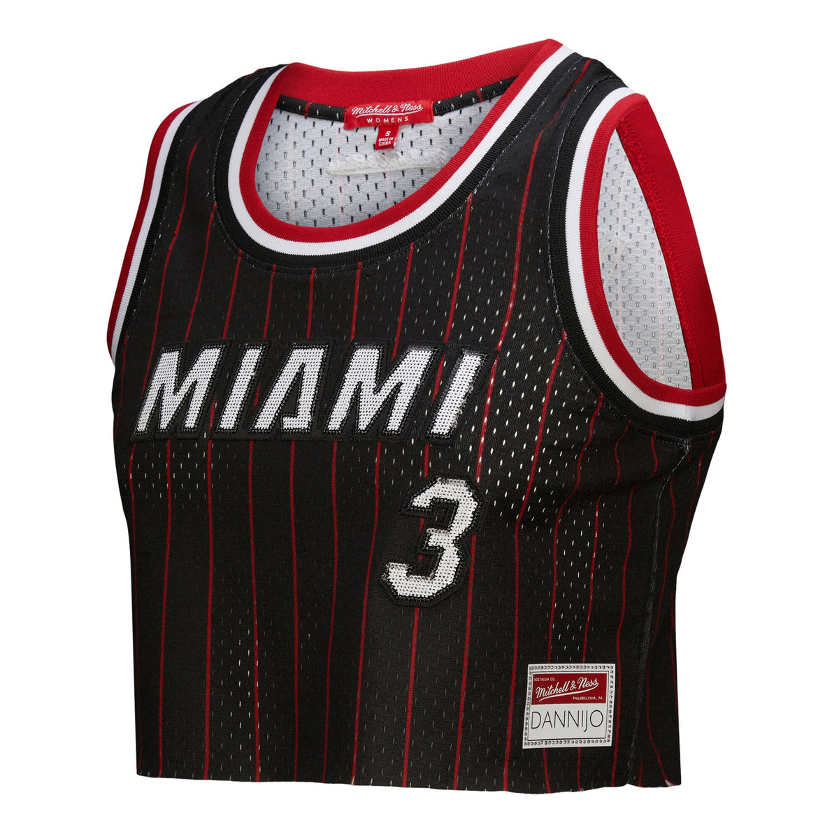 Miami Heat Dwyane Wade Mitchell & Ness x DANNIJO Black Fashion Cropped Basketball Jersey for Women product image 3, provided