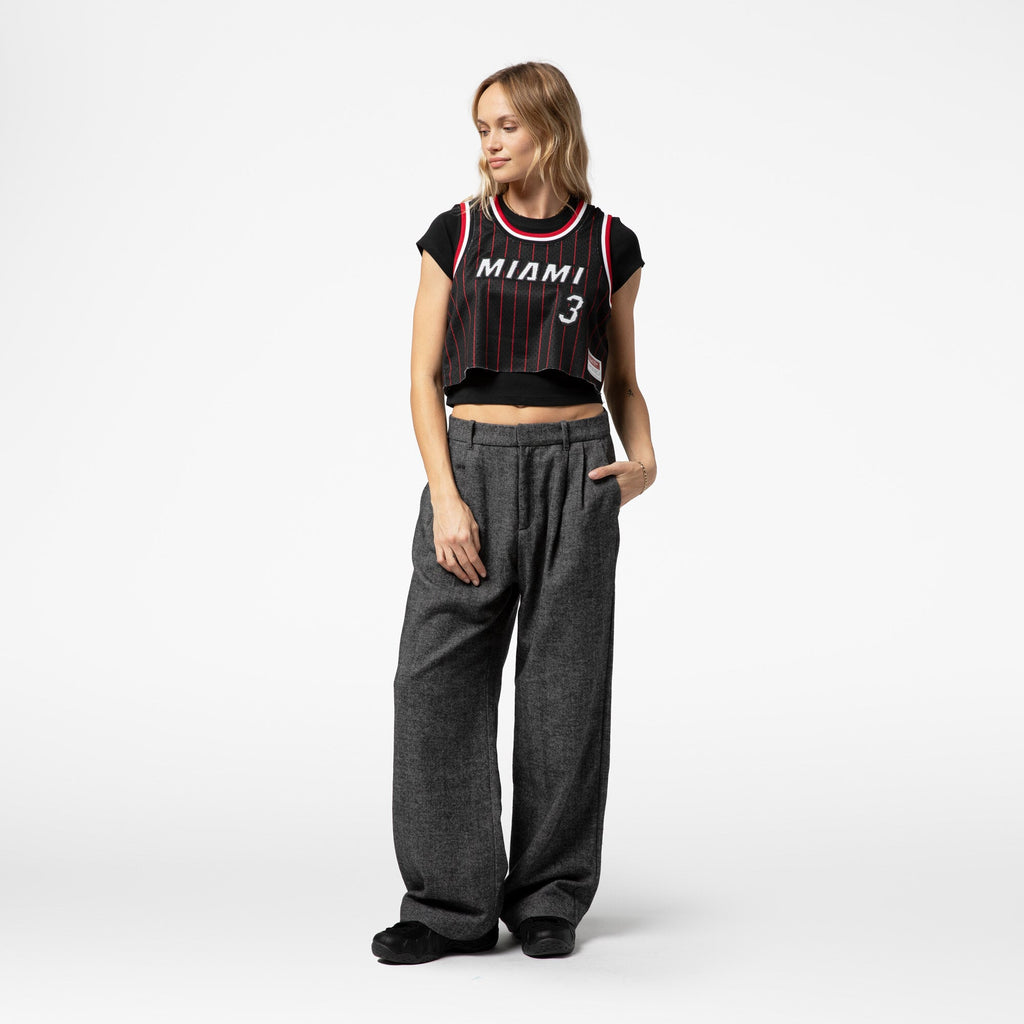 Miami Heat Dwyane Wade Mitchell & Ness x DANNIJO Black Fashion Cropped Basketball Jersey for Women product image 9, provided