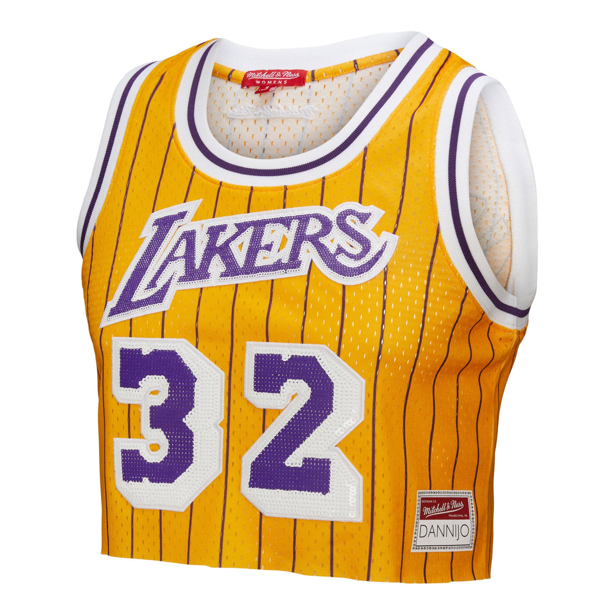 Los Angeles Lakers Magic Johnson Mitchell & Ness x DANNIJO Yellow Fashion Cropped Basketball Jersey for Women product image