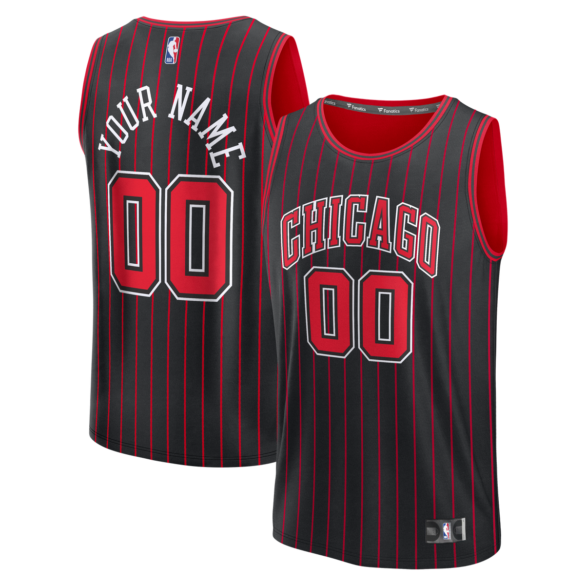 Youth Chicago Bulls Fanatics Black Fast Break Custom Jersey - Statement Edition product image 2, provided for visual