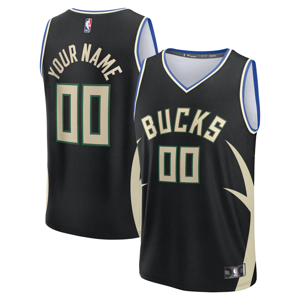 Youth Milwaukee Bucks Fanatics Black Fast Break Custom Replica Jersey - Statement Edition product image 2, provided for