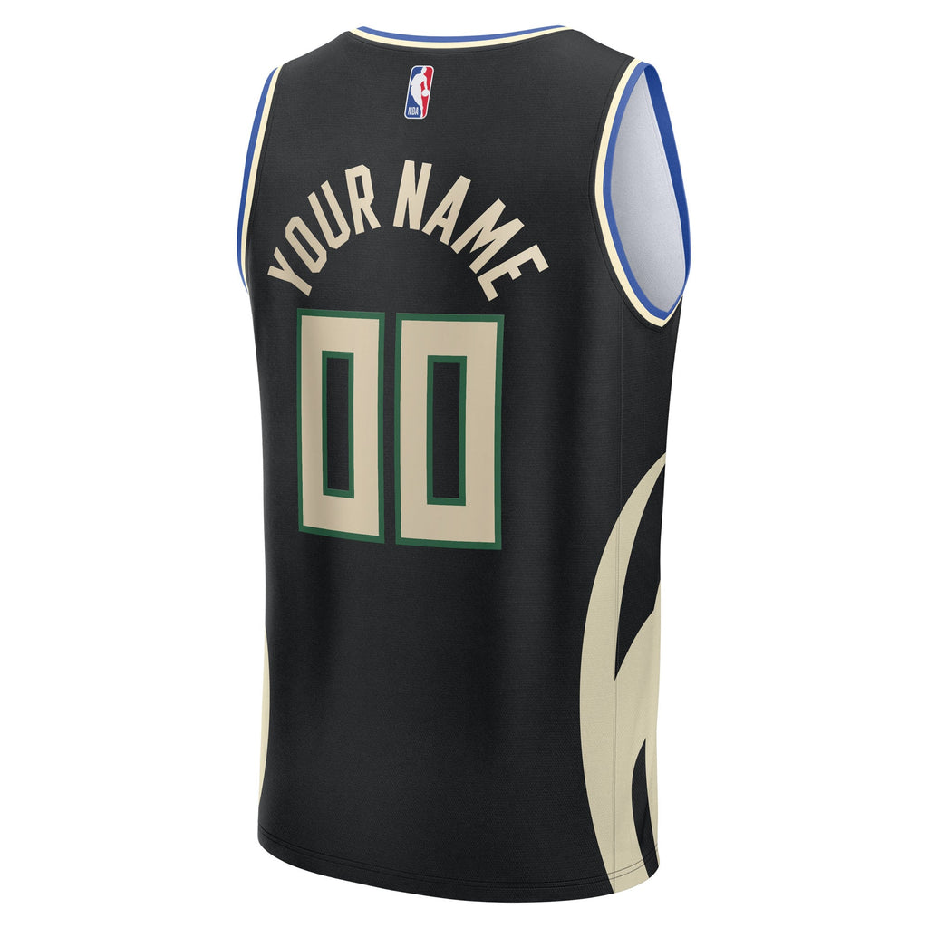 Youth Milwaukee Bucks Fanatics Black Fast Break Custom Replica Jersey - Statement Edition product image 4, provided for