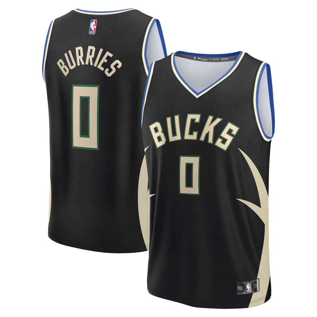 Youth Milwaukee Bucks Brayden Burries Fanatics Black Fast Break Replica Jersey - Statement Edition product image 2, provided