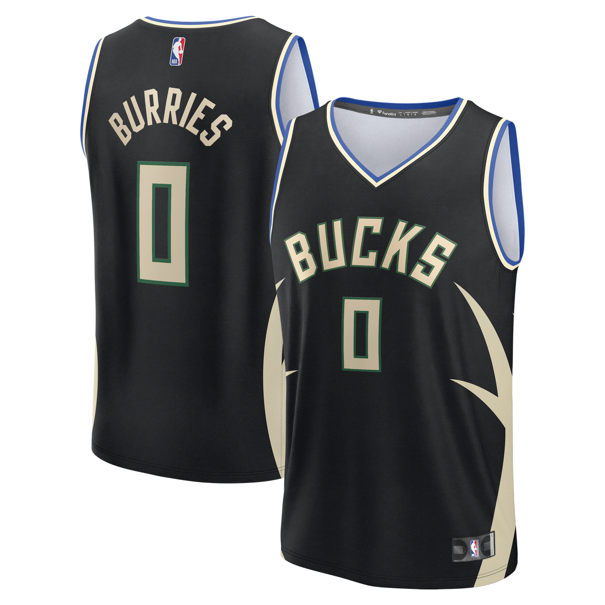 Youth Milwaukee Bucks Brayden Burries Fanatics Black Fast Break Replica Jersey - Statement Edition product image 2, provided