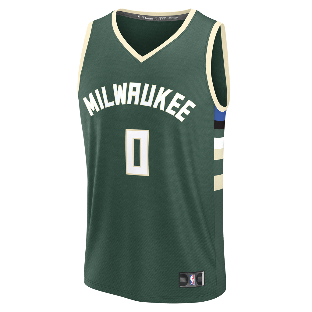 Youth Milwaukee Bucks Brayden Burries Fanatics Hunter Green Fast Break Replica Jersey - Icon Edition product image 3,