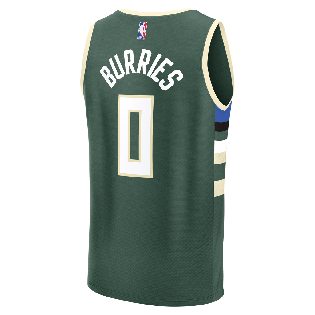 Youth Milwaukee Bucks Brayden Burries Fanatics Hunter Green Fast Break Replica Jersey - Icon Edition product image 4,