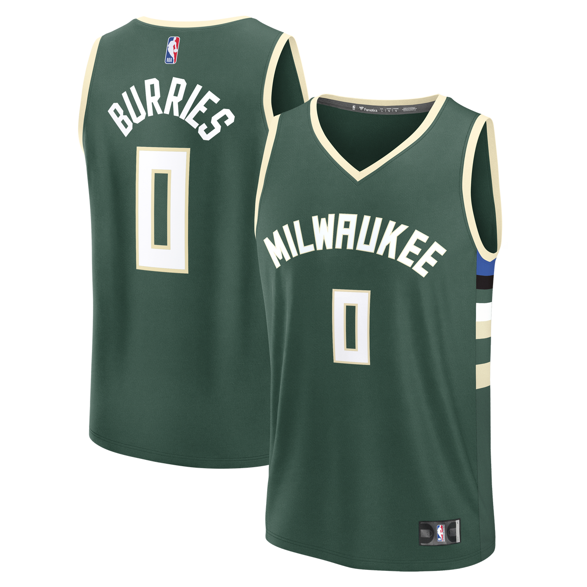 Youth Milwaukee Bucks Brayden Burries Fanatics Hunter Green Fast Break Replica Jersey - Icon Edition product image 1,