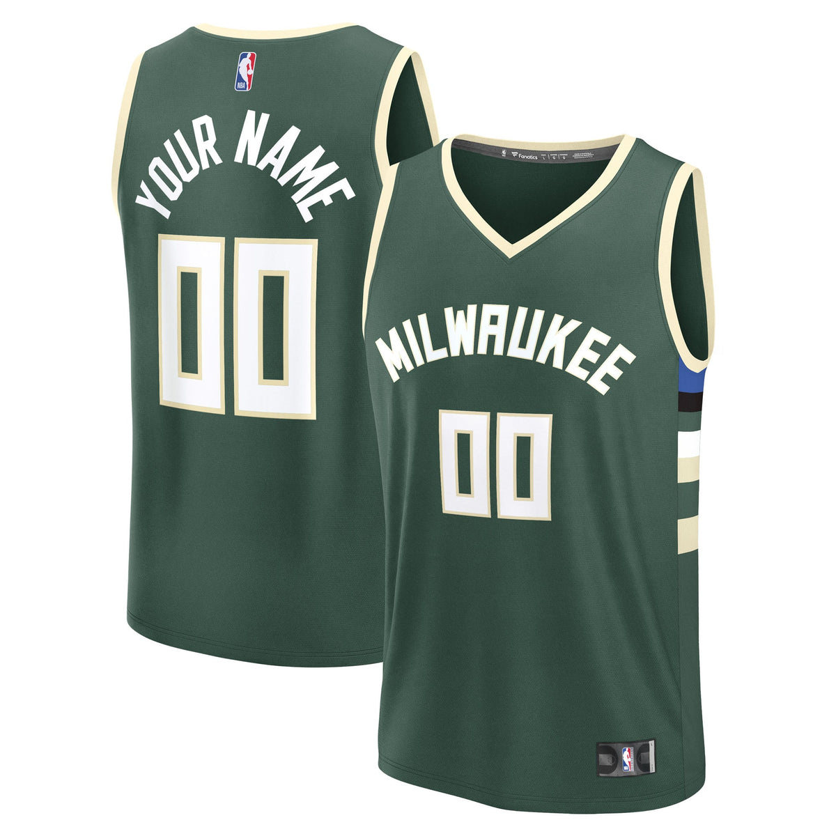 Youth Milwaukee Bucks Fanatics Green Fast Break Custom Replica Jersey - Icon Edition product image 2, provided for visual