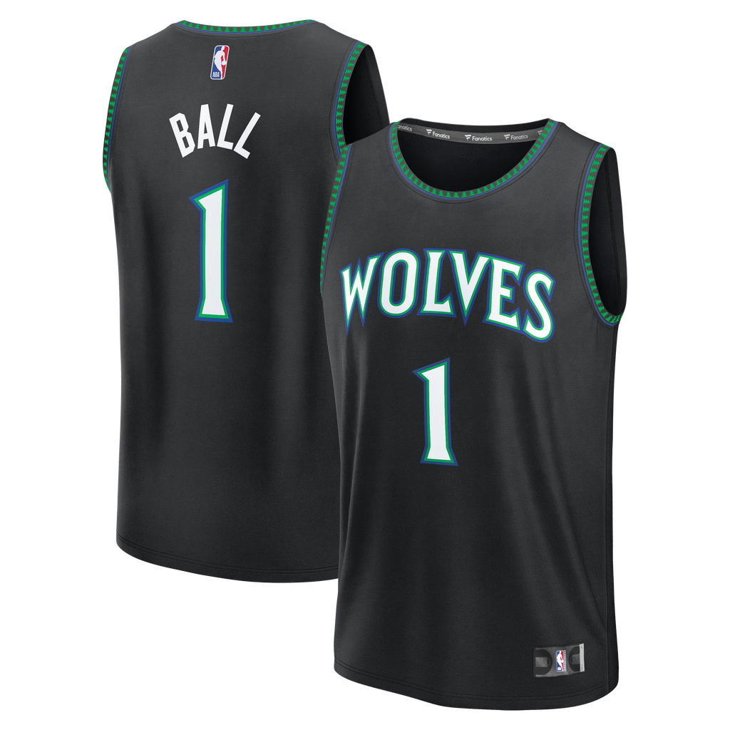 Youth Minnesota Timberwolves LaMelo Ball Fanatics Black Fast Break Jersey - Statement Edition product image 1, provided for