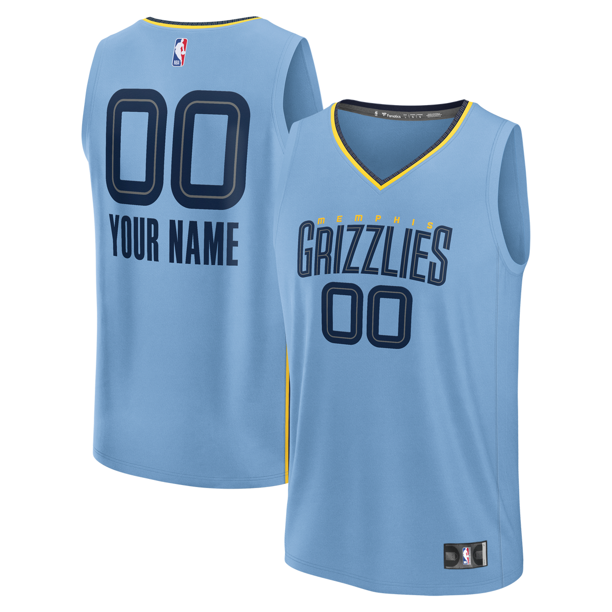 Youth Memphis Grizzlies Fanatics Light Blue Fast Break Custom Jersey - Statement Edition product image 1, provided for