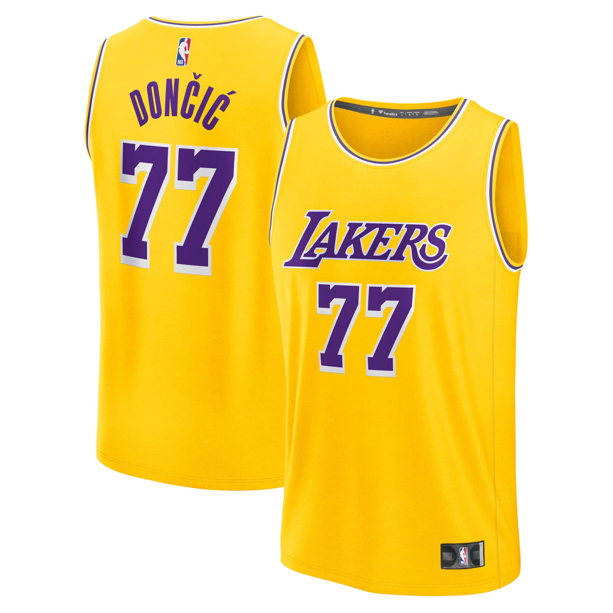 Youth Los Angeles Lakers Luka Dončić Fanatics Gold Fast Break Replica Player Jersey product image 2, provided for visual