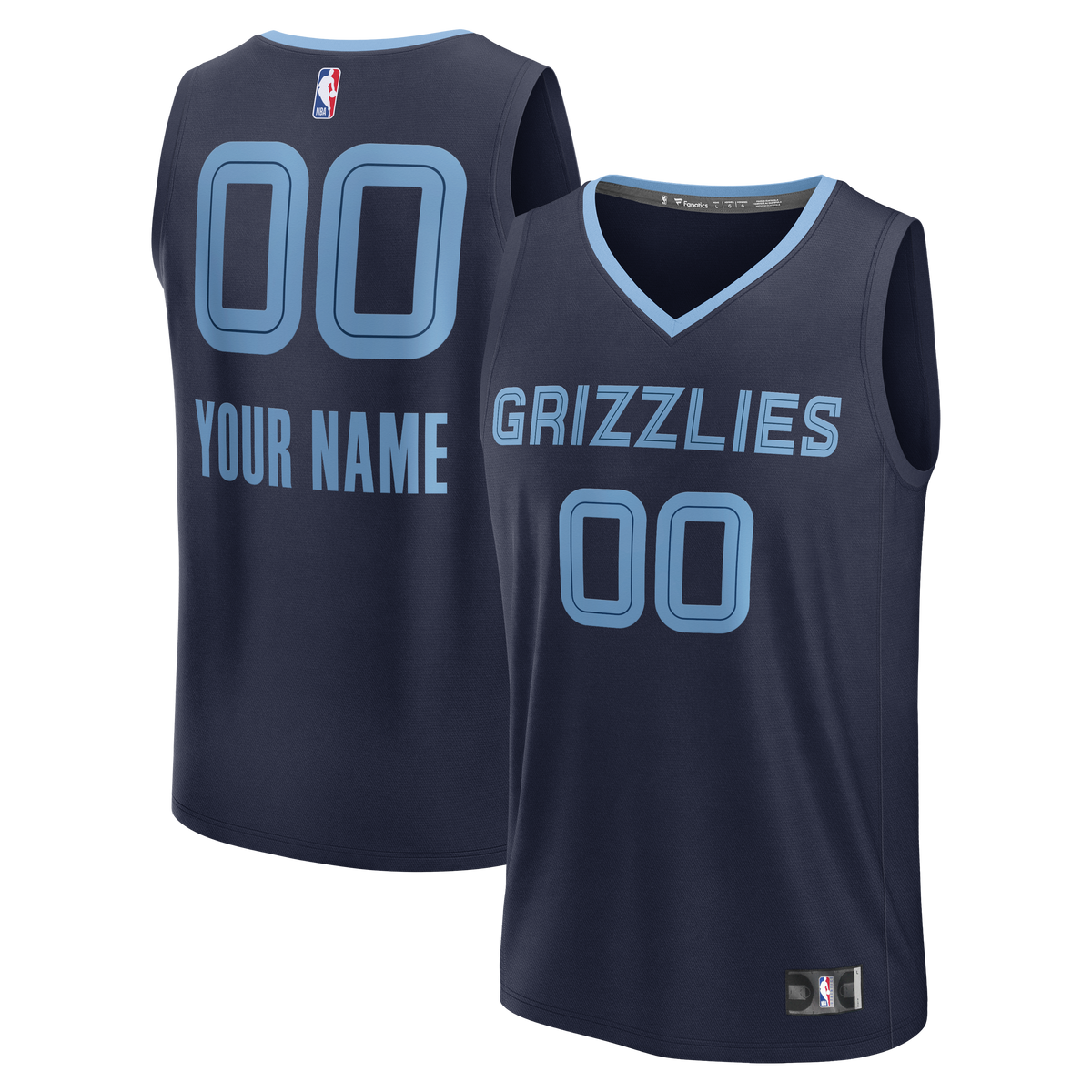Youth Memphis Grizzlies Fanatics Navy Fast Break Custom Jersey - Icon Edition product image 1, provided for visual reference