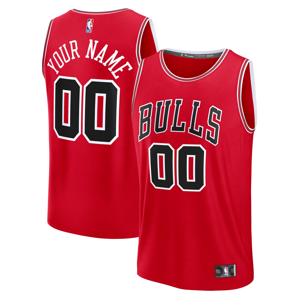 Youth Chicago Bulls Fanatics Red Fast Break Custom Jersey - Icon Edition product image 1, provided for visual reference and