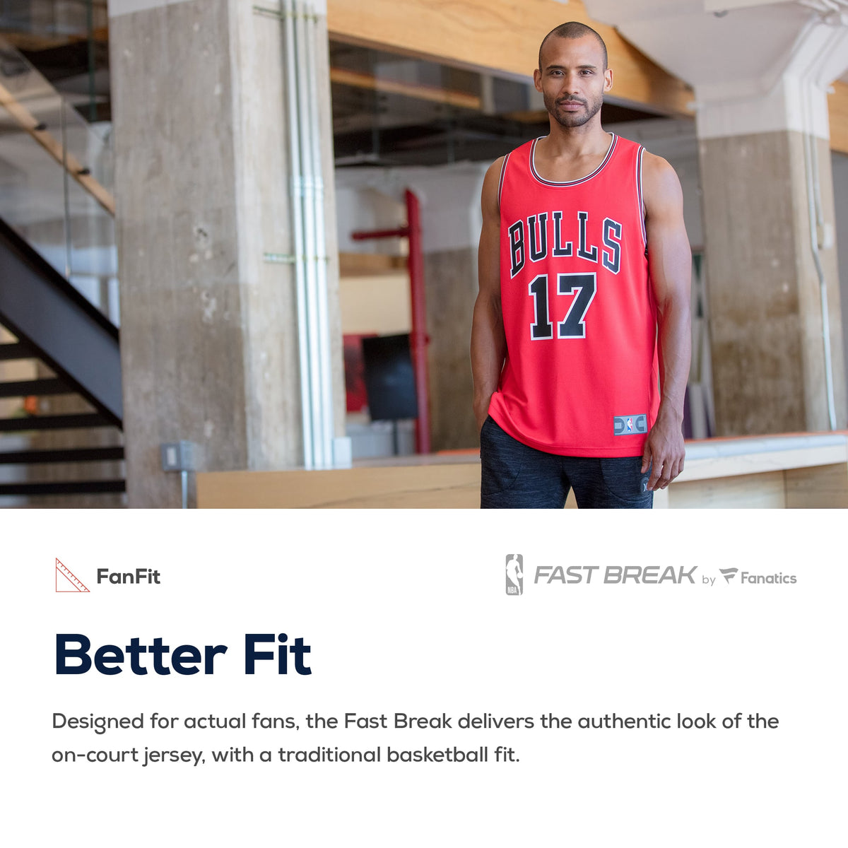 Youth Chicago Bulls Fanatics Red Fast Break Custom Replica Jersey - Icon Edition product image 5, provided for visual