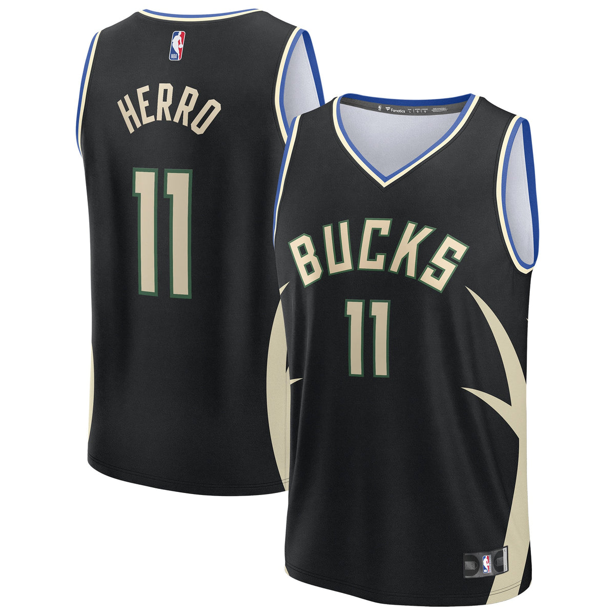 Youth Milwaukee Bucks Tyler Herro Fanatics Black Fast Break Replica Jersey - Statement Edition product image 1, provided for