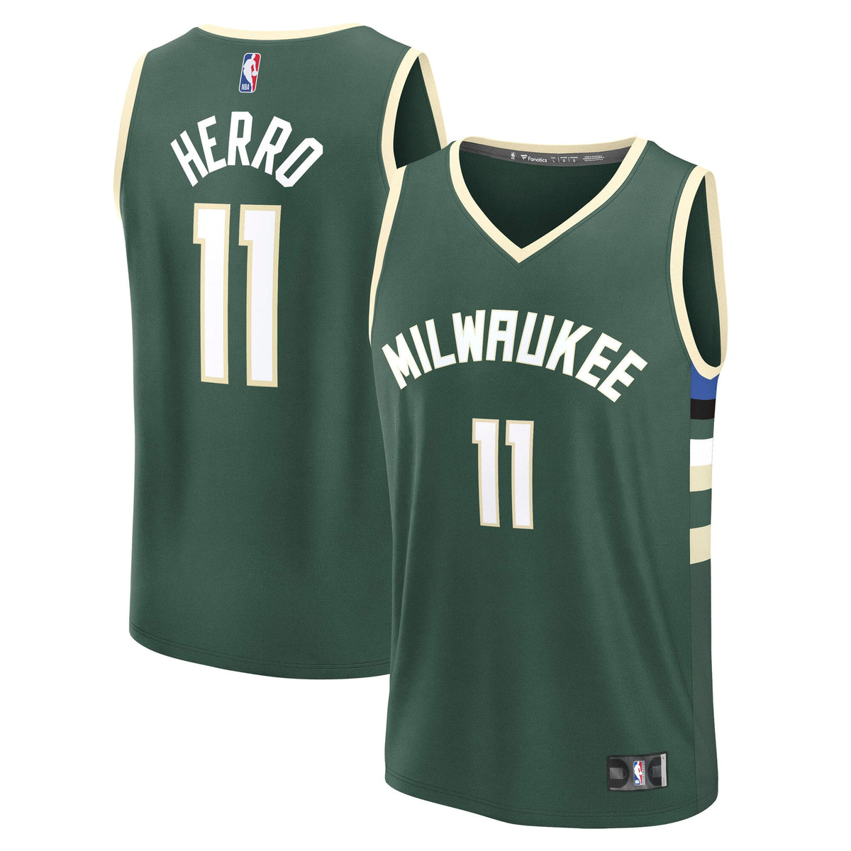 Youth Milwaukee Bucks Tyler Herro Fanatics Hunter Green Fast Break Replica Jersey - Icon Edition product image 2, provided