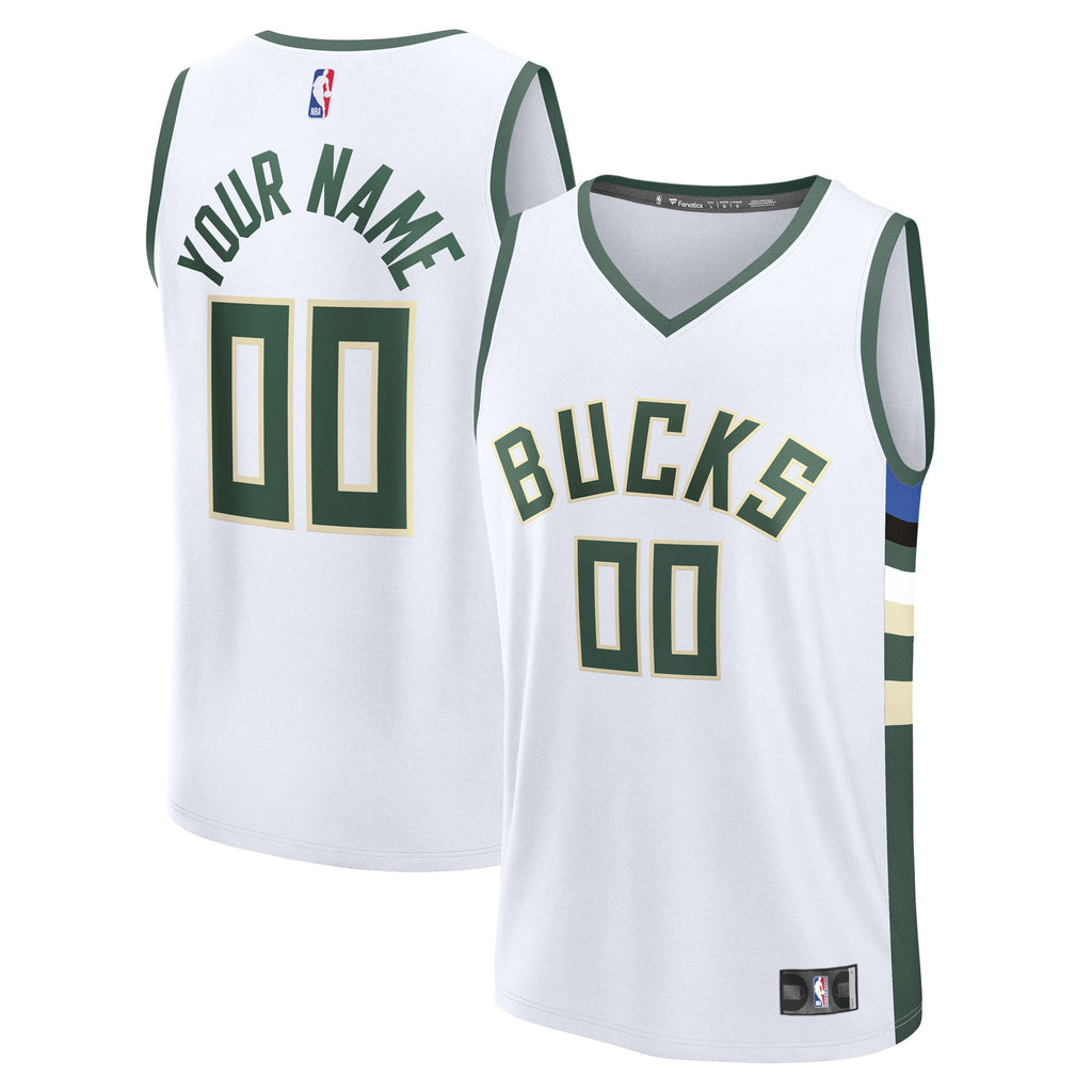 Youth Milwaukee Bucks Fanatics White Fast Break Custom Replica Jersey - Association Edition product image 2, provided for