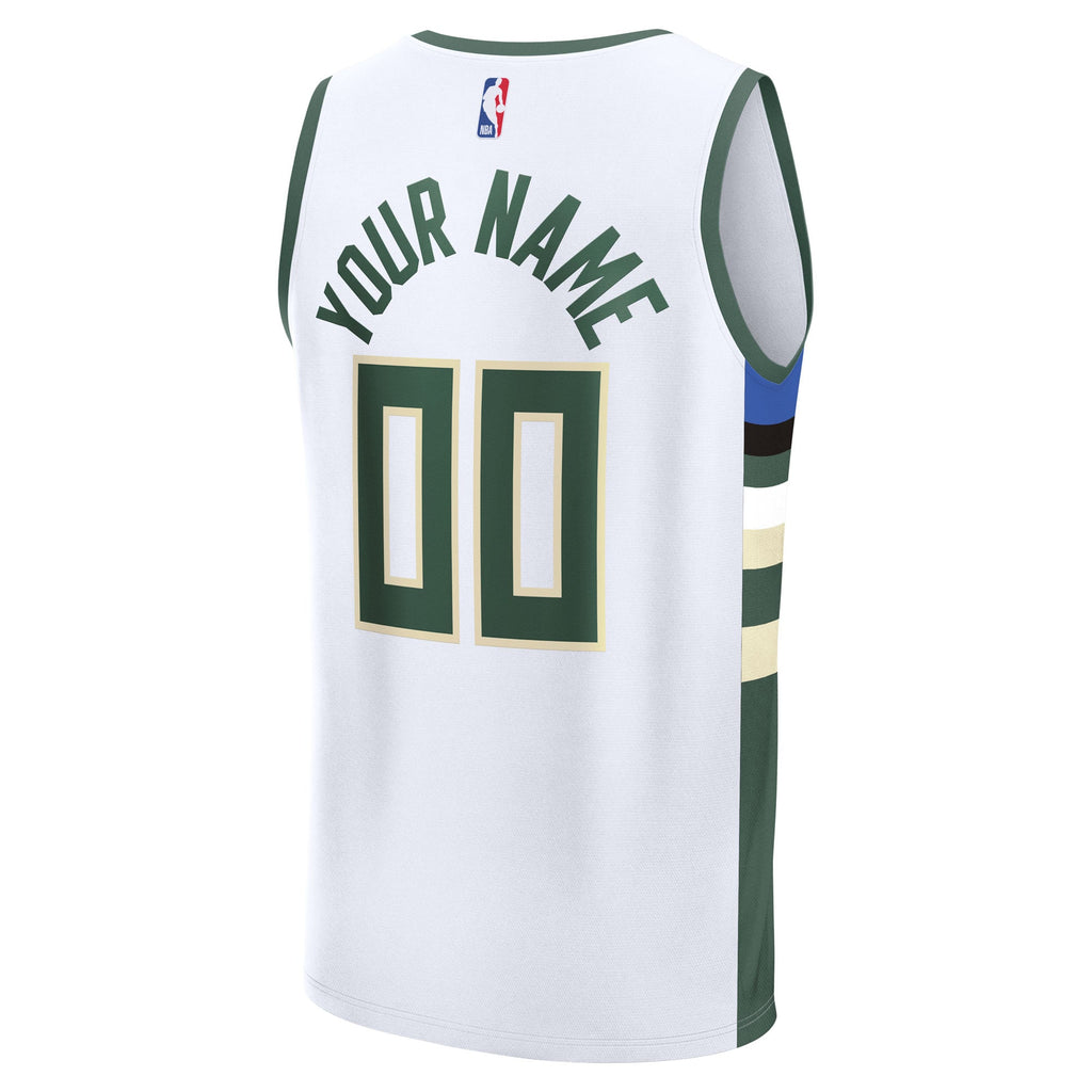 Youth Milwaukee Bucks Fanatics White Fast Break Custom Replica Jersey - Association Edition product image 4, provided for