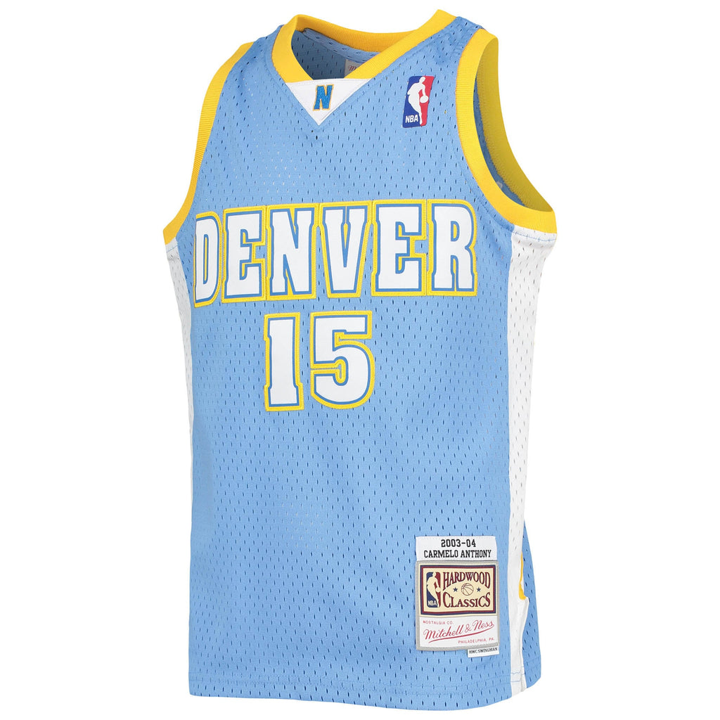 Youth Denver Nuggets Carmelo Anthony Mitchell & Ness Powder Blue 2003-04 Hardwood Classics Swingman Jersey product image 3,